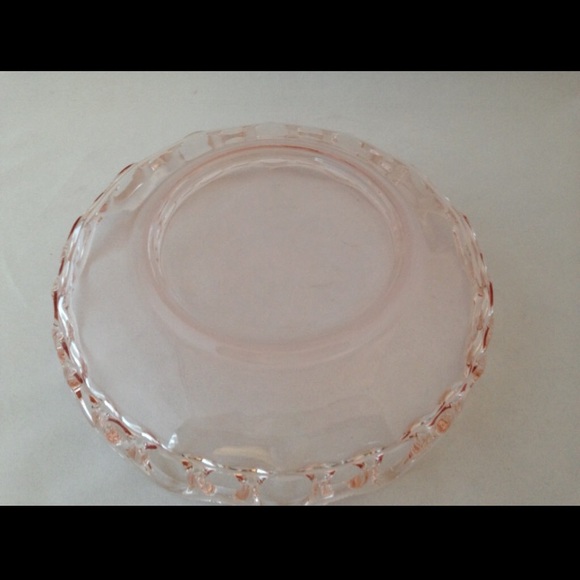 Depression Glass Lancaster "Open Work" Laced Edge Pink 7" Shallow Nappy Bowl - Picture 6 of 7